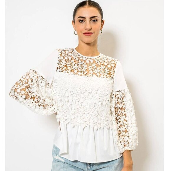 AMUR Lace Mona Top White Womens Size XS - Picture 1 of 14